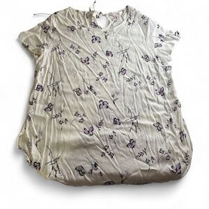 LC Lauren Conrad Cream and Purple Floral Top